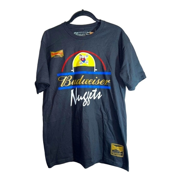 NWT DENVER NUGGETS Mitchell Ness Budweiser  Graphic T shirt Sz Medium - Picture 1 of 6